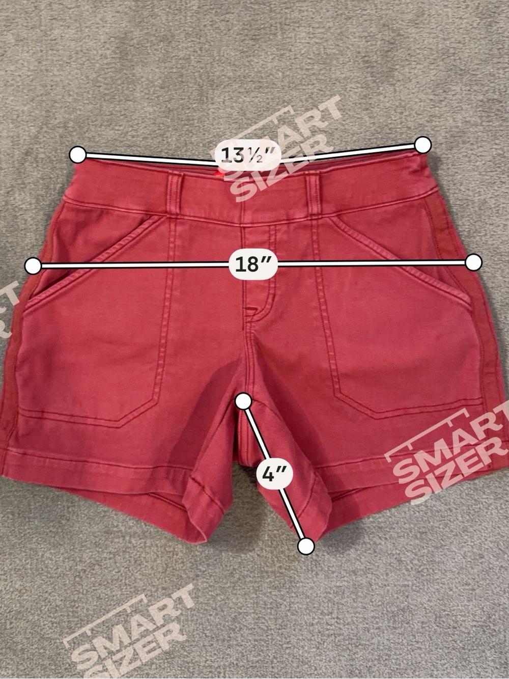 SPANX - Stretch Twill Shorts - Distressed Red- Size Small - Pull On High Waist - Picture 5 of 7